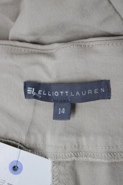 Elliott Lauren Womens Ankle Pants Beige Viscose Pull On 28 Inseam Size 14
