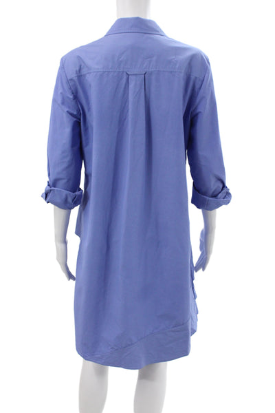 Finley Women Shirt Dress Blue Collared Long Sleeve Button Cotton Size M