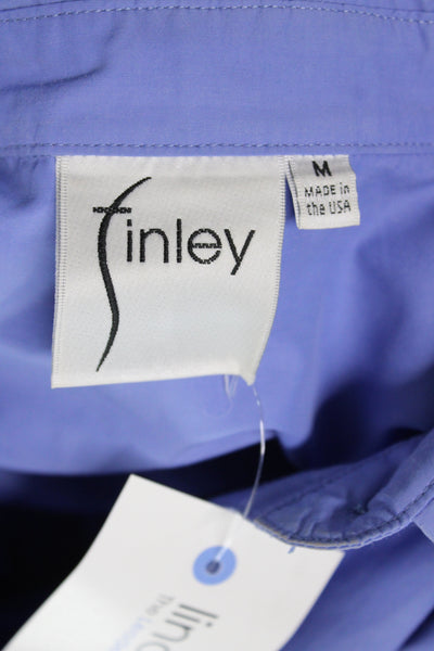 Finley Women Shirt Dress Blue Collared Long Sleeve Button Cotton Size M