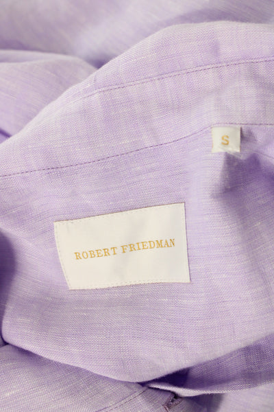 Robert Friedman Womens Collared Purple Linen Shirt Dress Knee Length Size S