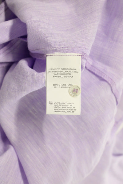 Robert Friedman Womens Collared Purple Linen Shirt Dress Knee Length Size S
