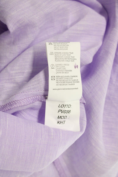 Robert Friedman Womens Collared Purple Linen Shirt Dress Knee Length Size S