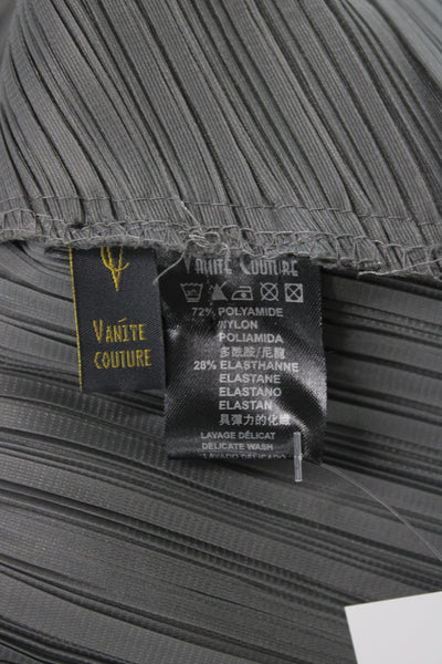 Vanite Couture Women Gray V-Neck Tunic Blouse 3/4 Sleeve Button Size M