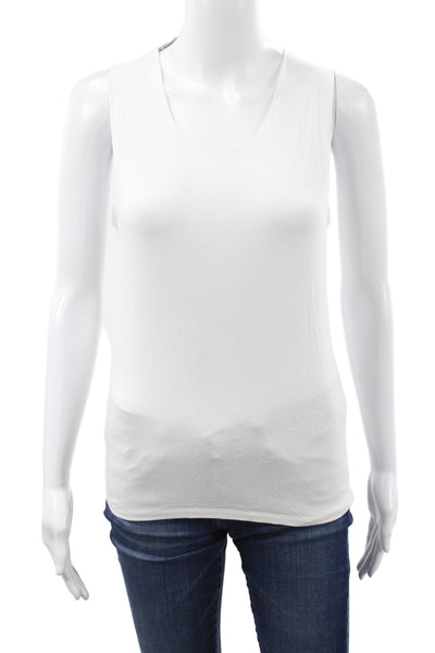 Majestic Paris Women Basic White Tank Sleeveless Scoop Neck Size 3
