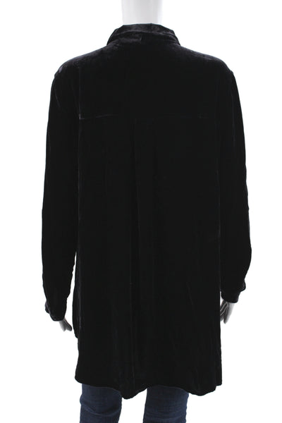Varley Womens Collared Black Tunic Button-Up Long Sleeve 80% Viscose Size L