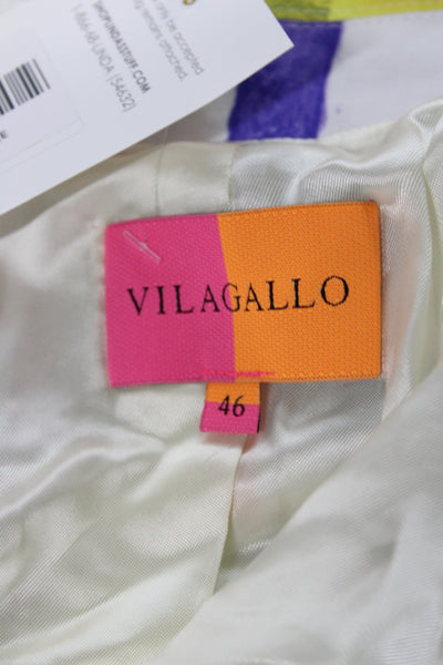 Vilagallo Womens Basic Plaid Jacket Multicolor Button Long Sleeve Size 46