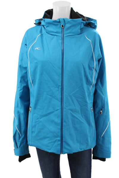 Kjus Women Ski Jacket Blue Polyester Zip Long Sleeve Winter Size 2XL