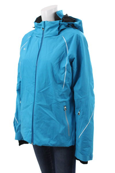 Kjus Women Ski Jacket Blue Polyester Zip Long Sleeve Winter Size 2XL