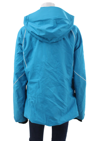 Kjus Women Ski Jacket Blue Polyester Zip Long Sleeve Winter Size 2XL