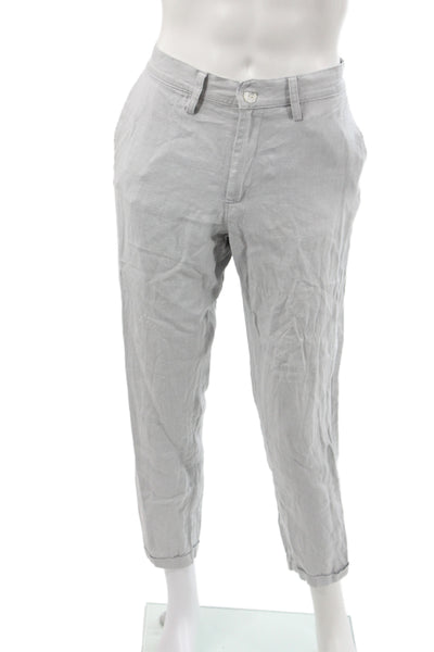 VTKRBLAK Mens Chino Pants Gray 100% Linen Button Fly Size 32