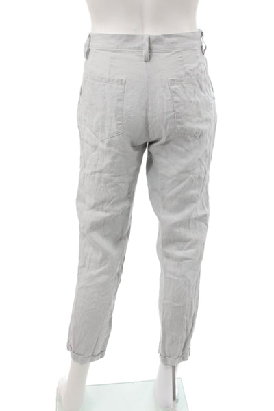 VTKRBLAK Mens Chino Pants Gray 100% Linen Button Fly Size 32