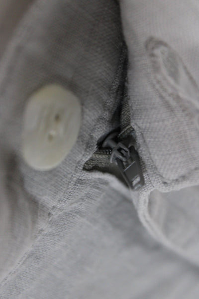 VTKRBLAK Mens Chino Pants Gray 100% Linen Button Fly Size 32
