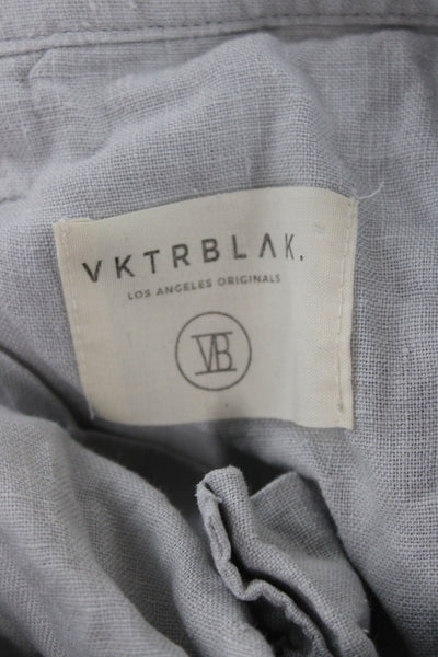 VTKRBLAK Mens Chino Pants Gray 100% Linen Button Fly Size 32