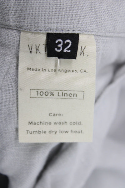 VTKRBLAK Mens Chino Pants Gray 100% Linen Button Fly Size 32