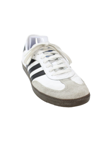 Adidas Mens Samba OG Striped Lace-Up Fashion Sneakers White Size 10.5