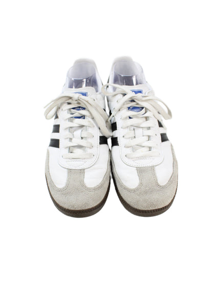 Adidas Mens Samba OG Striped Lace-Up Fashion Sneakers White Size 10.5