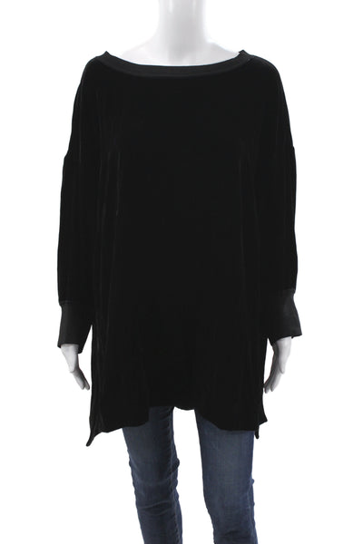 Lafayette 148 New York Womens Black Tunic Sweater Boat Neck Long Sleeve Size 2X