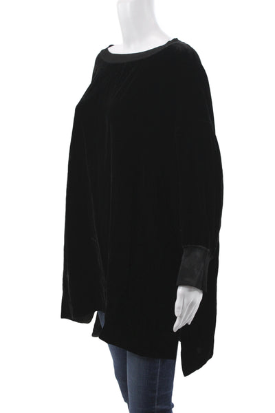 Lafayette 148 New York Womens Black Tunic Sweater Boat Neck Long Sleeve Size 2X