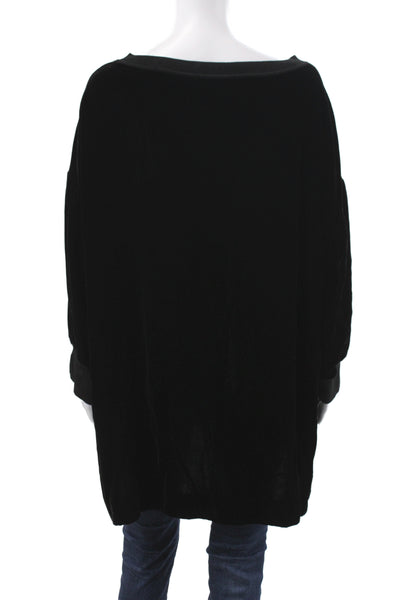 Lafayette 148 New York Womens Black Tunic Sweater Boat Neck Long Sleeve Size 2X