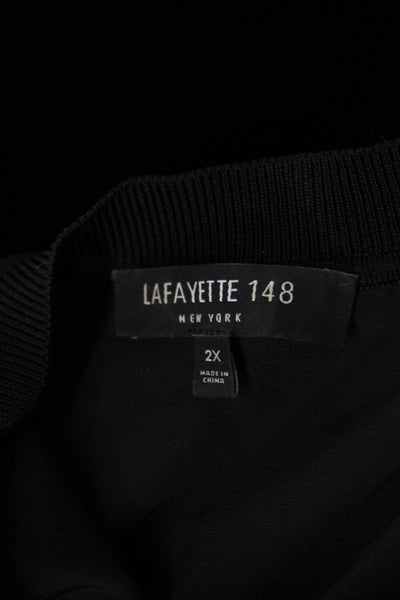 Lafayette 148 New York Womens Black Tunic Sweater Boat Neck Long Sleeve Size 2X