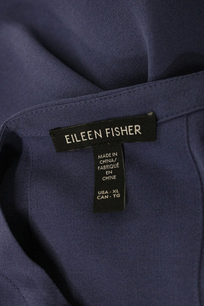 Eileen Fisher Women Tunic Blouse Purple Silk Round Longsleeve Size XL
