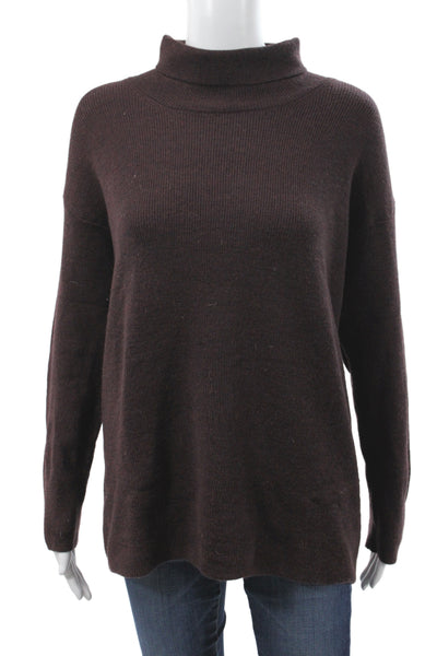 Eileen Fisher Womens Brown Merino Wool Turtleneck Pullover Sweater Size XL