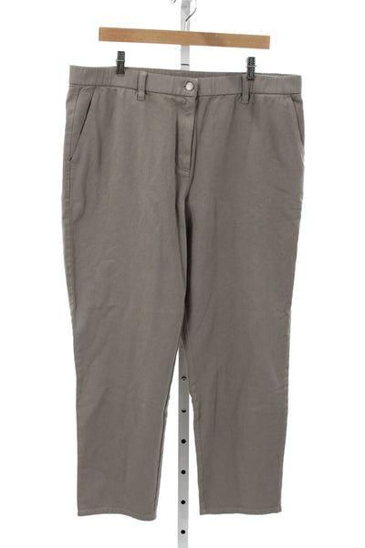 Eileen Fisher Women Gray Chino Pants Organic Cotton Button Inseam 26 Size XL