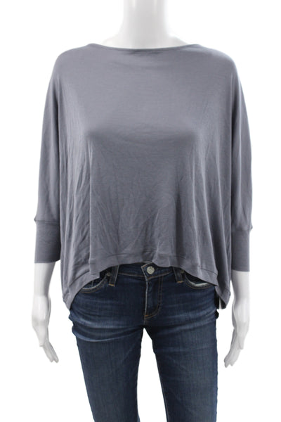 Vince Womens Gray Silk Boat Neck Basic T-Shirt 3/4 Sleeve Size S