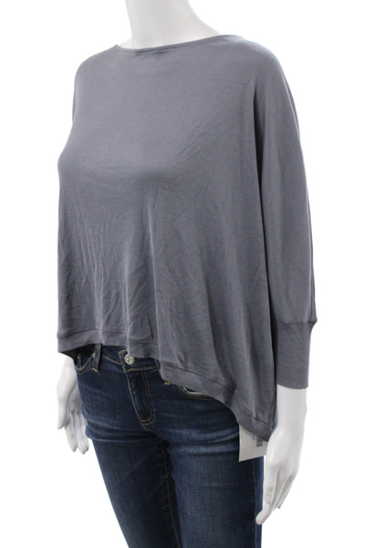 Vince Womens Gray Silk Boat Neck Basic T-Shirt 3/4 Sleeve Size S