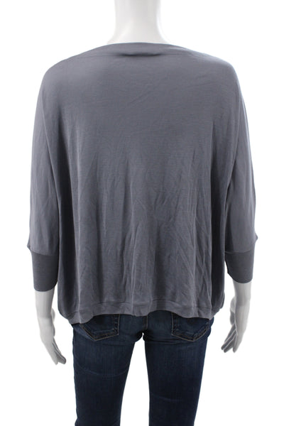 Vince Womens Gray Silk Boat Neck Basic T-Shirt 3/4 Sleeve Size S