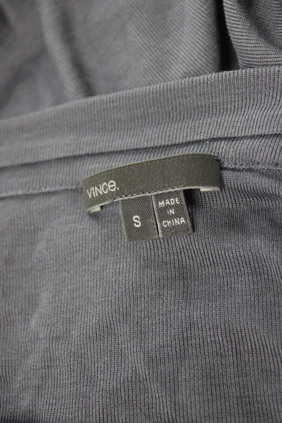 Vince Womens Gray Silk Boat Neck Basic T-Shirt 3/4 Sleeve Size S