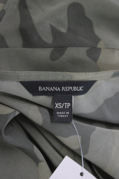 Banana Republic Womens Camo Tunic Blouse Green Long Sleeve Round Neck Size XS