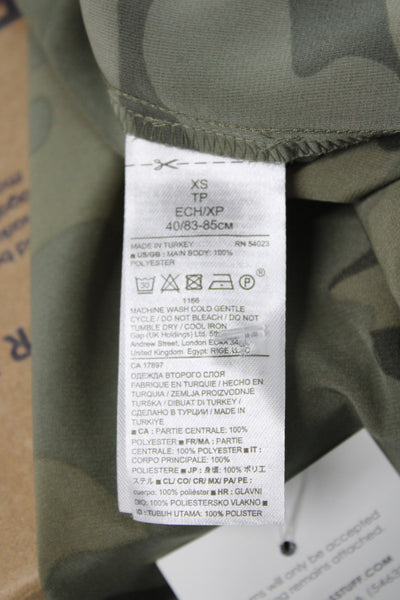 Banana Republic Womens Camo Tunic Blouse Green Long Sleeve Round Neck Size XS