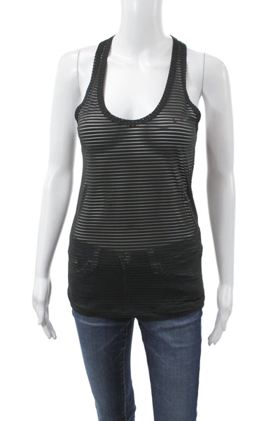 Nike Women Basic Black Striped Scoop Neck Tank Sleeveless Athleisure Size XS