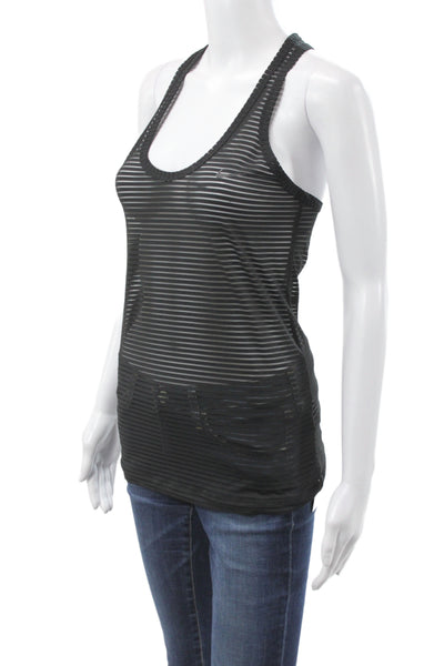 Nike Women Basic Black Striped Scoop Neck Tank Sleeveless Athleisure Size XS