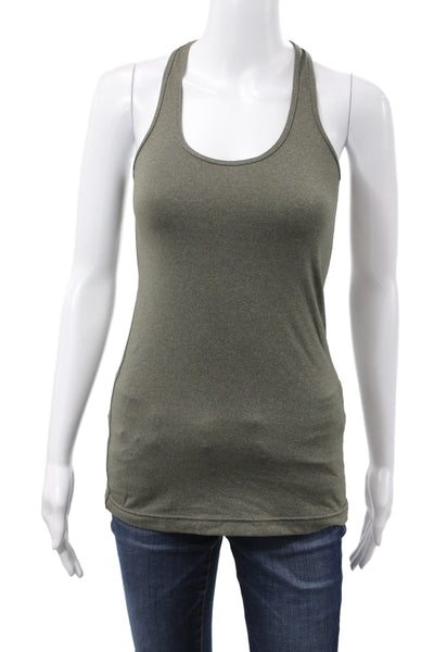 Lululemon Women Green Cotton Scoop Neck Sleeveless Basic Tank Size 6