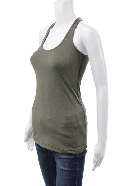Lululemon Women Green Cotton Scoop Neck Sleeveless Basic Tank Size 6
