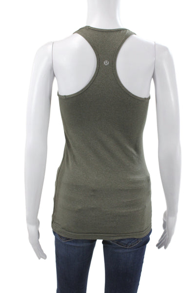 Lululemon Women Green Cotton Scoop Neck Sleeveless Basic Tank Size 6
