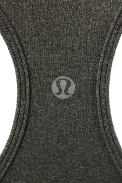 Lululemon Women Green Cotton Scoop Neck Sleeveless Basic Tank Size 6