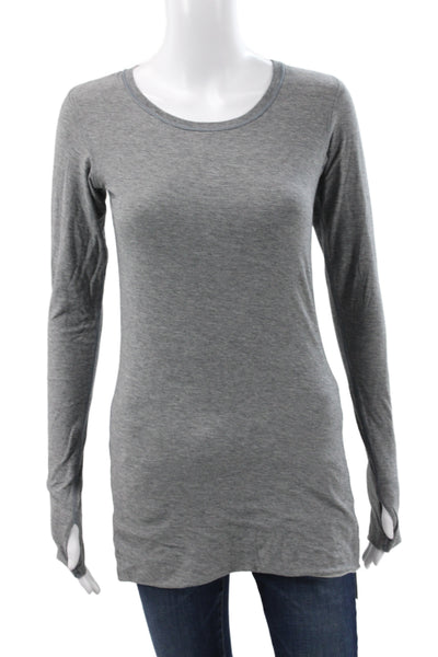 Lululemon Women Gray Basic Cotton Long Sleeve Scoop Neck T-Shirt Size 6