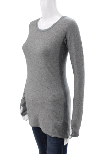 Lululemon Women Gray Basic Cotton Long Sleeve Scoop Neck T-Shirt Size 6