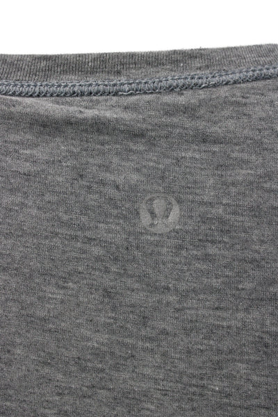 Lululemon Women Gray Basic Cotton Long Sleeve Scoop Neck T-Shirt Size 6