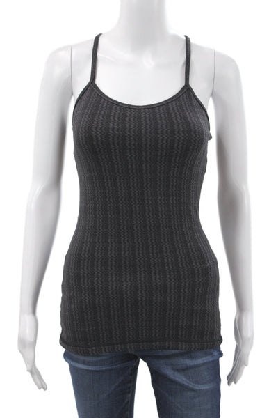 Lululemon Women Black Striped Sleeveless Scoop Neck Athleisure Tank Size 6