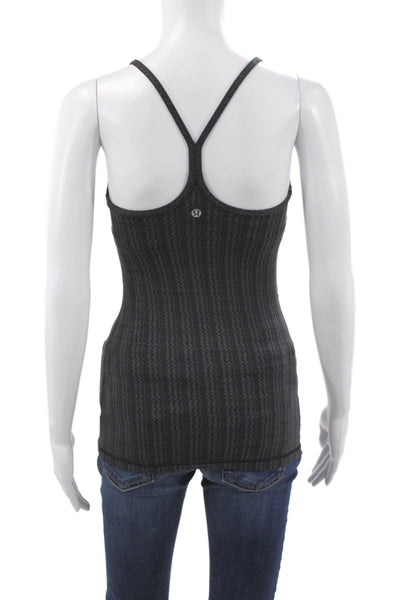 Lululemon Women Black Striped Sleeveless Scoop Neck Athleisure Tank Size 6