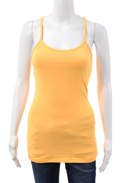 Lululemon Women Orange Cotton Scoop Neck Basic Tank Athleisure Size 4
