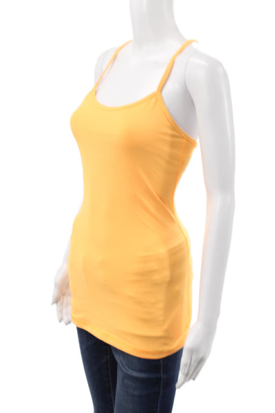 Lululemon Women Orange Cotton Scoop Neck Basic Tank Athleisure Size 4
