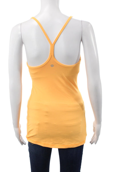 Lululemon Women Orange Cotton Scoop Neck Basic Tank Athleisure Size 4