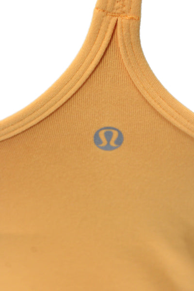 Lululemon Women Orange Cotton Scoop Neck Basic Tank Athleisure Size 4