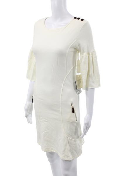 Young Fabulous & Broke Womens Ivory Shift Dress Scoop Neck 3/4 Sleeve Size S