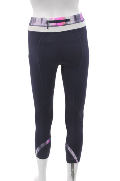 Lululemon Womens Black Colorblock Nylon Capri Leggings Athleisure Size 4